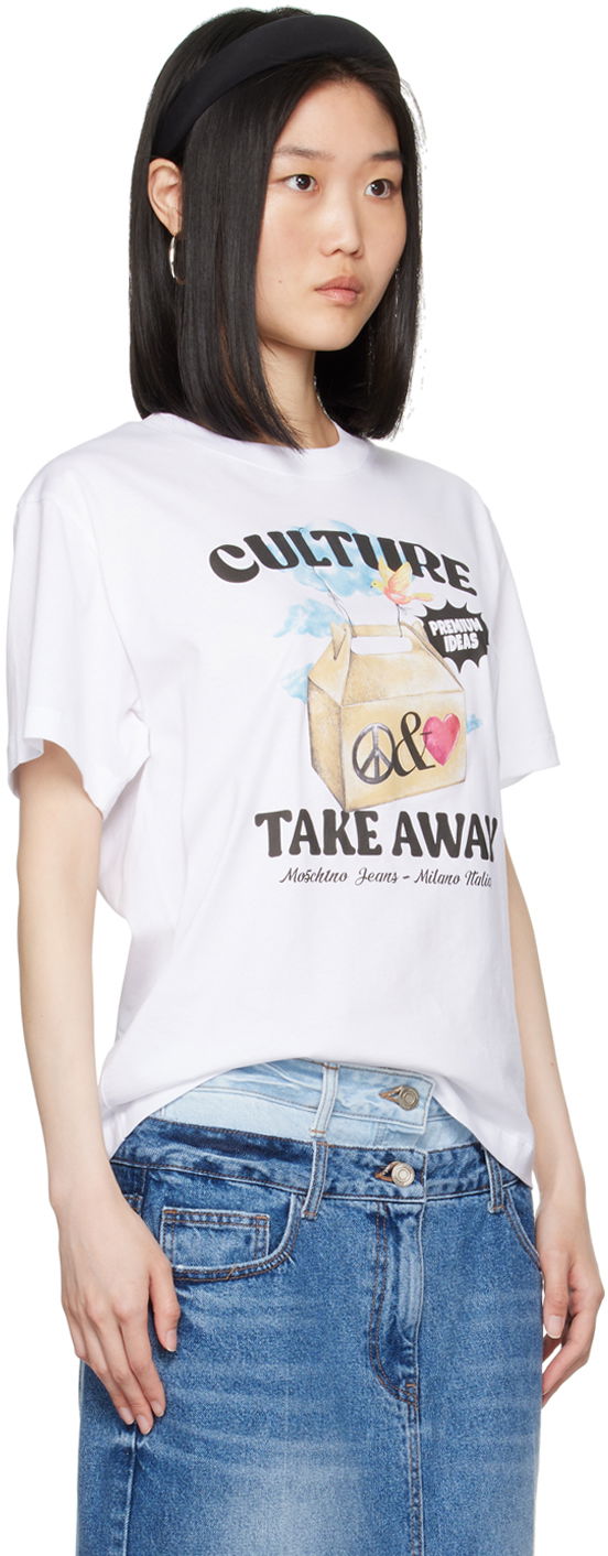 Tričko Moschino Moschino Jeans 'Culture Take Away' Graphic T-Shirt Biela | 242K10708, 1