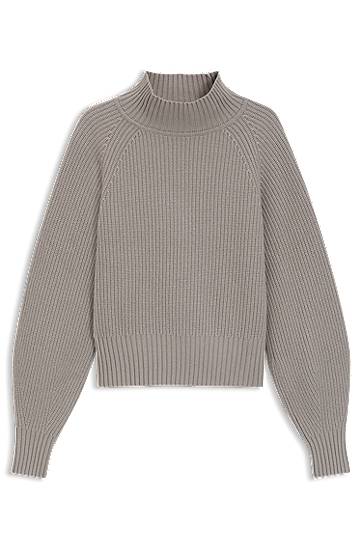 Sveter BOSS Loose-fit rollneck sweater with raglan sleeves Šedá | 50548292