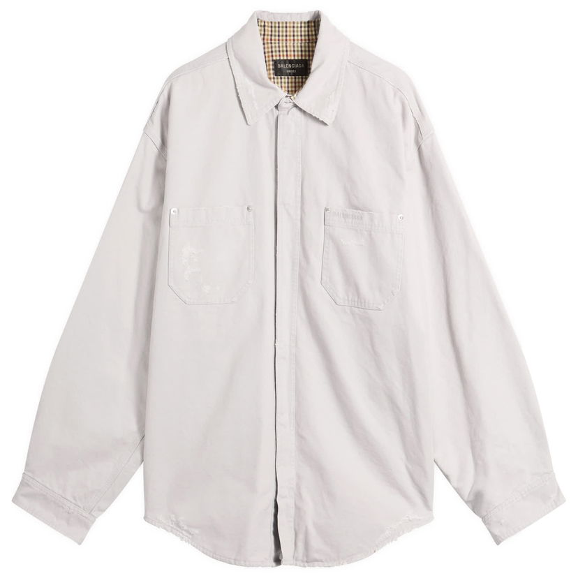Košeľa Balenciaga Heavy Cotton Workwear Overshirt, Size Large Biela | 839085-TRP15-1400