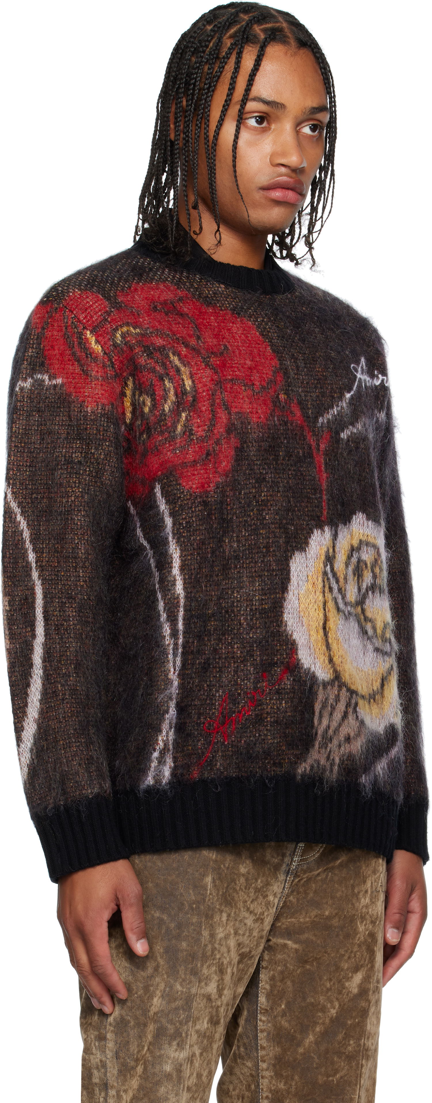 Sveter AMIRI AMIRI Floral Crewneck Sweater Čierna | AMKNCW1098, 1