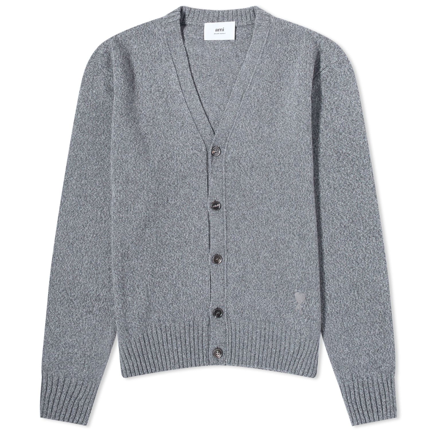 Sveter AMI Tonal Heart Cashmere Cardigan Šedá | HKC127-005-055, 0