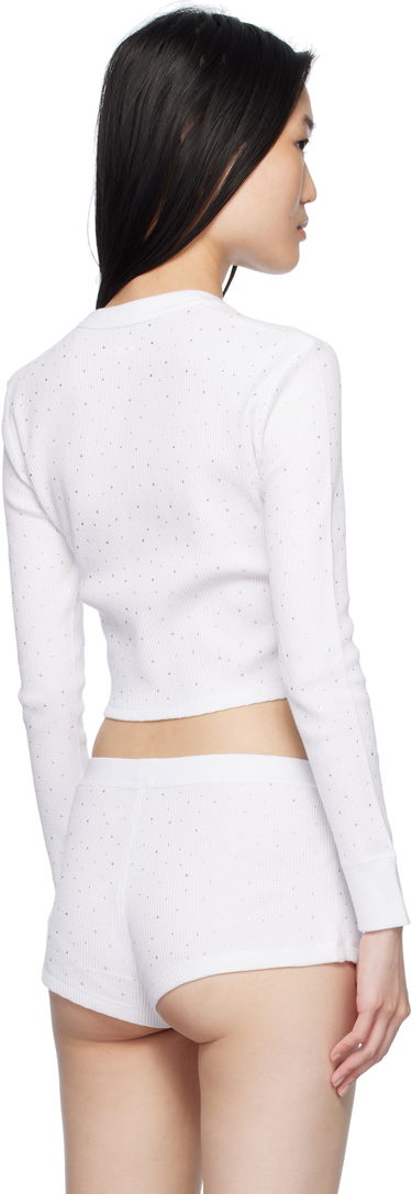 Sveter Alexander Wang White Crystal Hotfix Long-Sleeve Waffle Cardigan Biela | 8C4245810T, 2