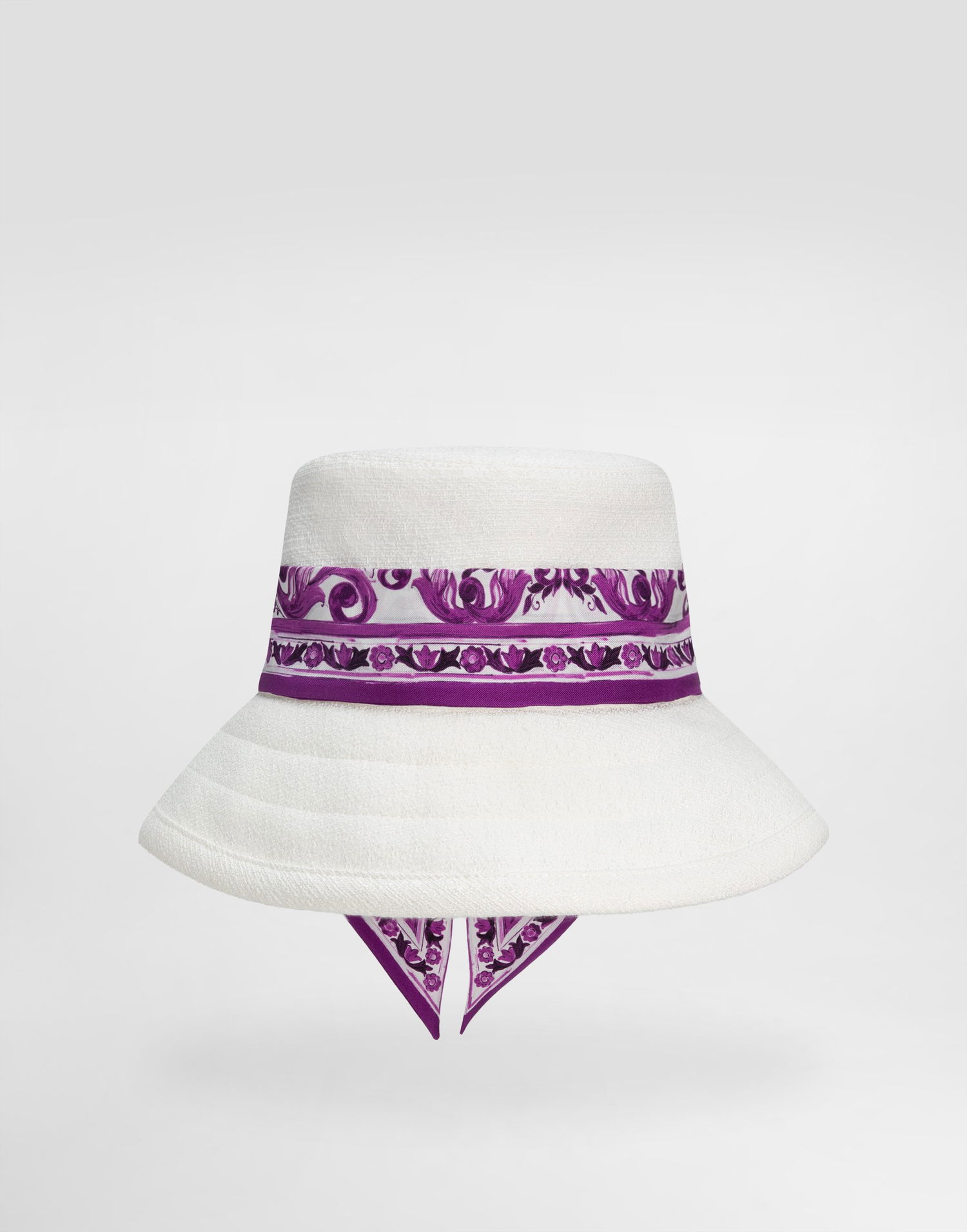 Klobúk Dolce & Gabbana Dolce & Gabbana Mat Bucket Hat with Purple Printed Scarf Biela | FH671AFU9AUW0001, 0