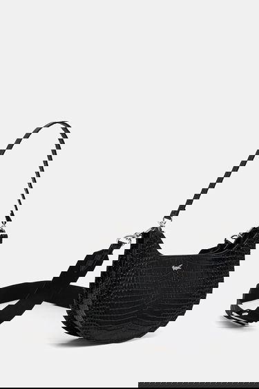 Taška cez rameno Lacoste Lacoste Croc-Effect Shoulder Bag Čierna | NF4980KL, 1