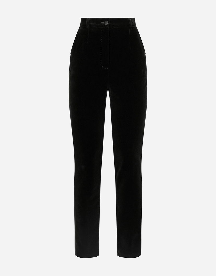 Nohavice Dolce & Gabbana Tailored Velvet Tuxedo Pants Čierna | FTC71TFUVG7N0000_1