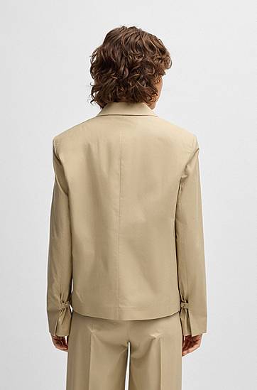 Bunda BOSS BOSS Airy Stretch Cotton Single-Button Blazer Béžová | 50537453, 1