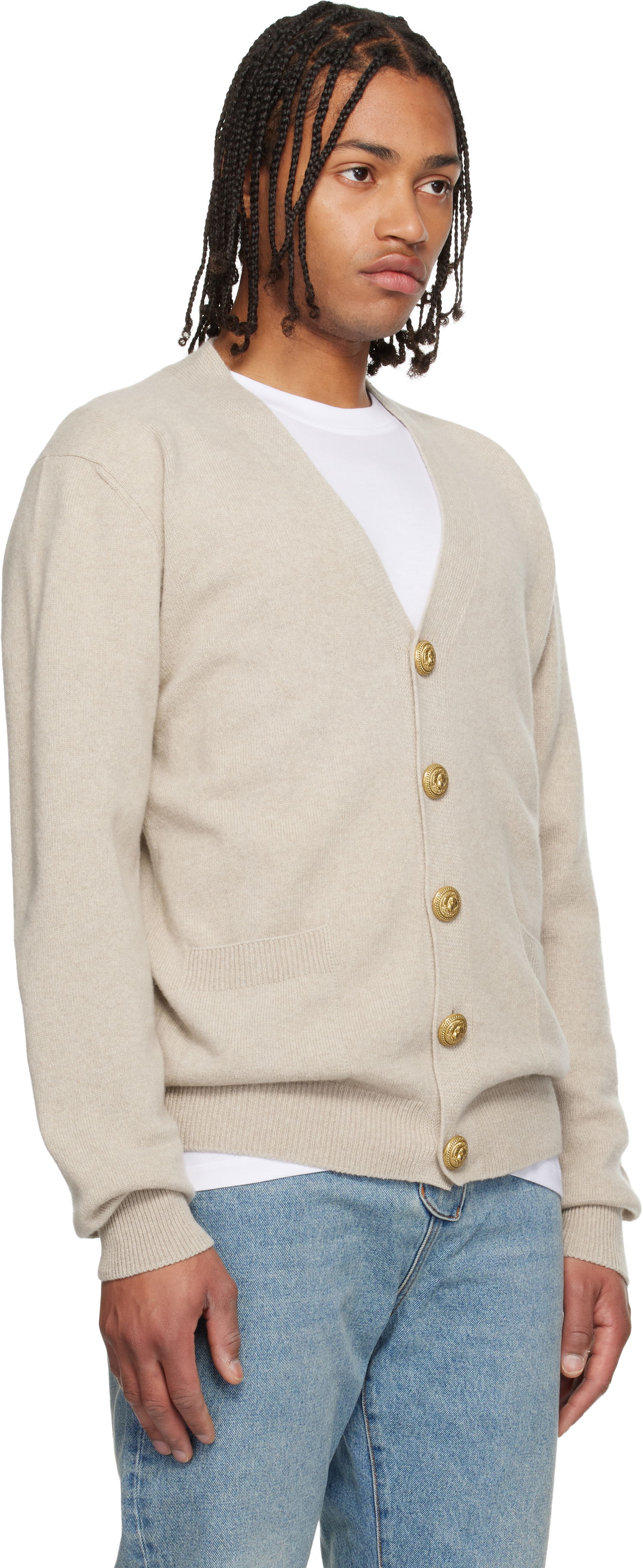 Sveter Balmain Eco-Cashmere Cardigan Béžová | FH1KL081KI87, 1