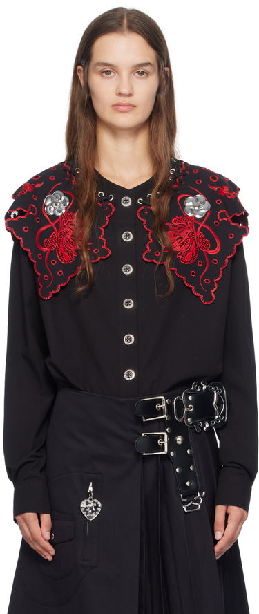 Košeľa Chopova Lowena Marlin Embroidered Detachable-Collar Shirt Čierna | 2243, 0