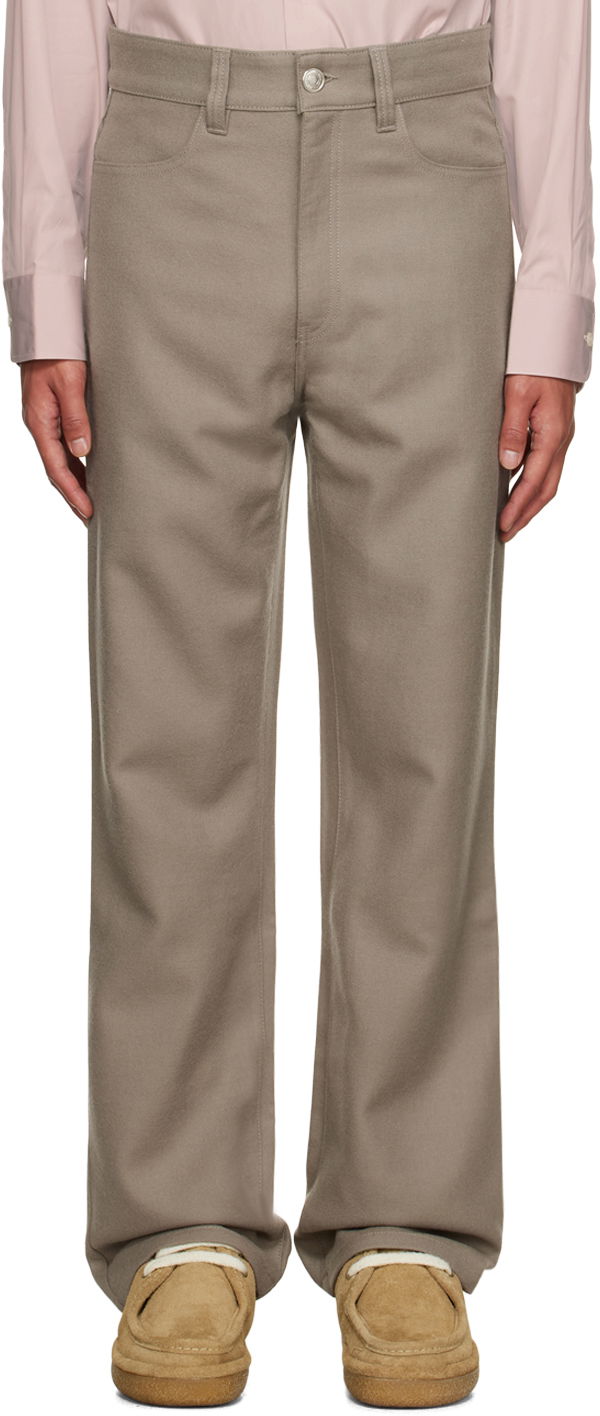 Nohavice AMI Straight-Fit Trousers Béžová | HTR504.WV0018, 0