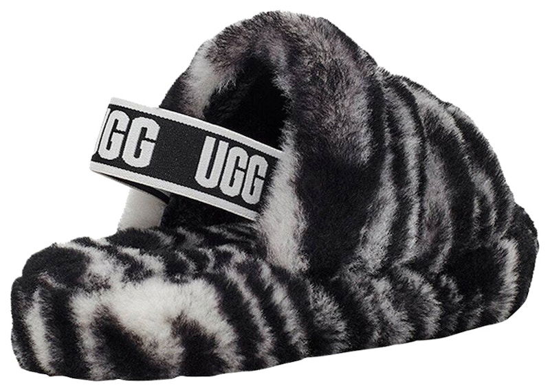 Tenisky a topánky UGG UGG Fluff Yeah Slide Zebra Kids Slippers Čierna | 1116156K-BWHT, 0