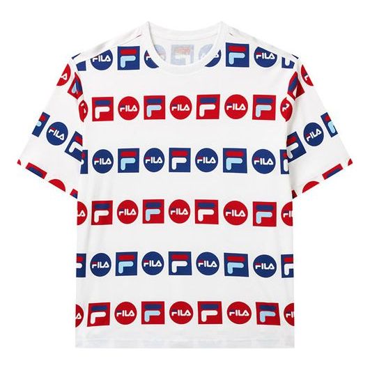 Tričko FILA Logo Full Print Loose T-Shirt Biela | F51M128154F-WT, 0