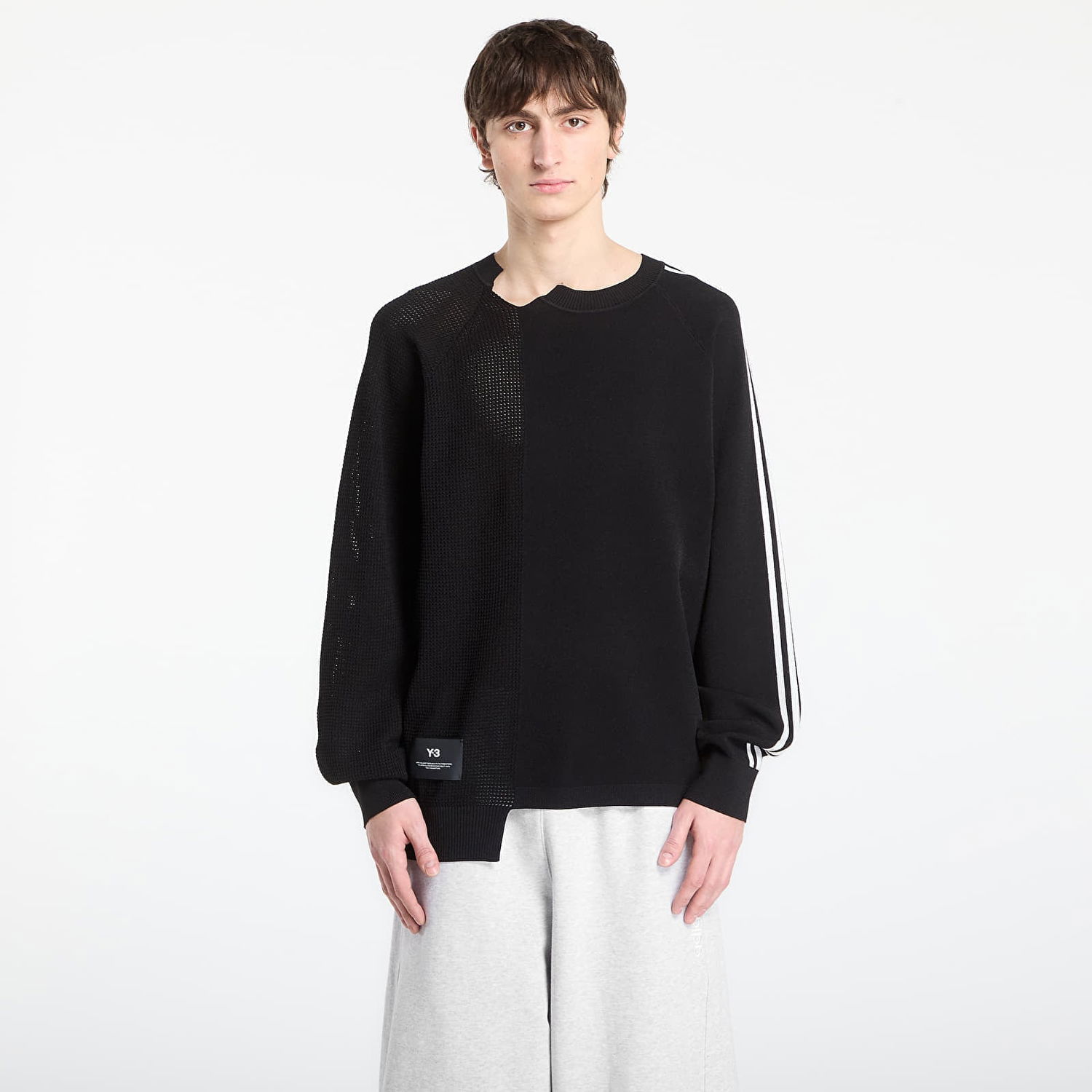 Mikina Y-3 Y-3 Raw Edge 3 Stripes Crewneck Sweatshirt Čierna | KR2395, 0