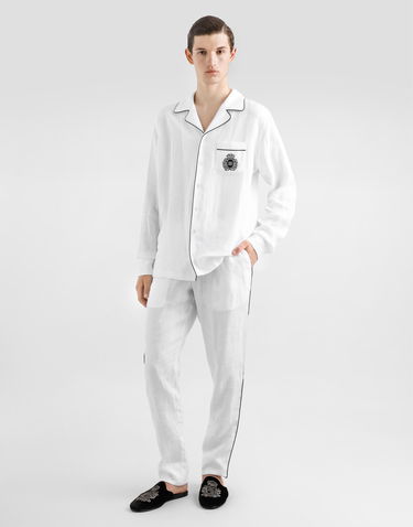 Košeľa Dolce & Gabbana Dolce & Gabbana Linen Vanity Shirt with Heraldic Emblem Biela | G5IF1ZFU4LGW0800, 1