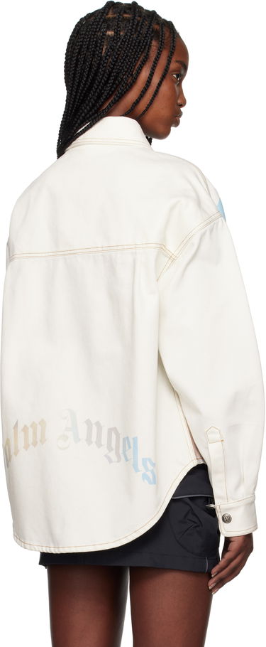 Košeľa Palm Angels Palm Angels Sunrise Palm Denim Overshirt Biela | PWYD023S25DEN0010384, 2
