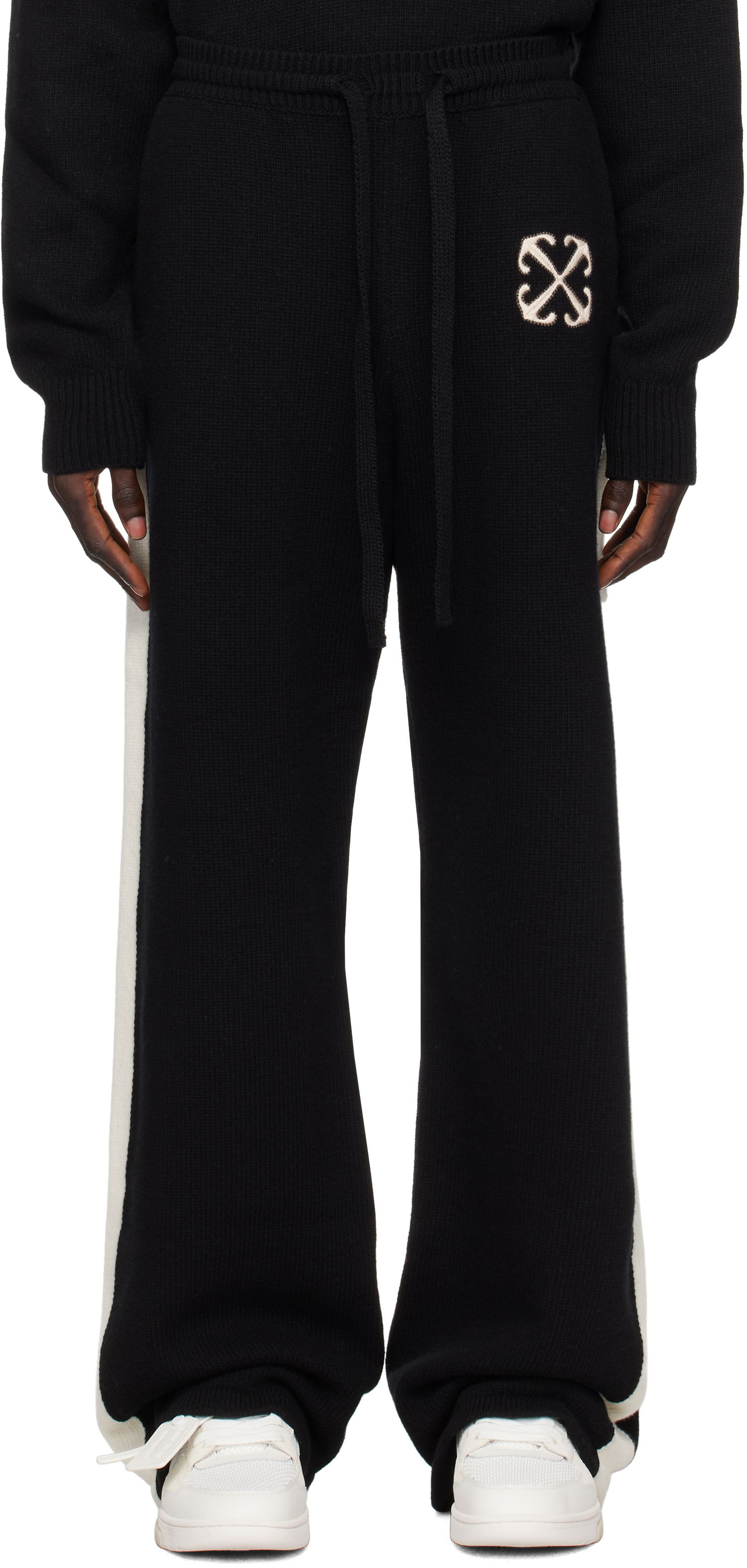 Tepláky Off-White Knit Lounge Pants With Side Stripe Čierna | OMHG015F24KNI001100A, 0