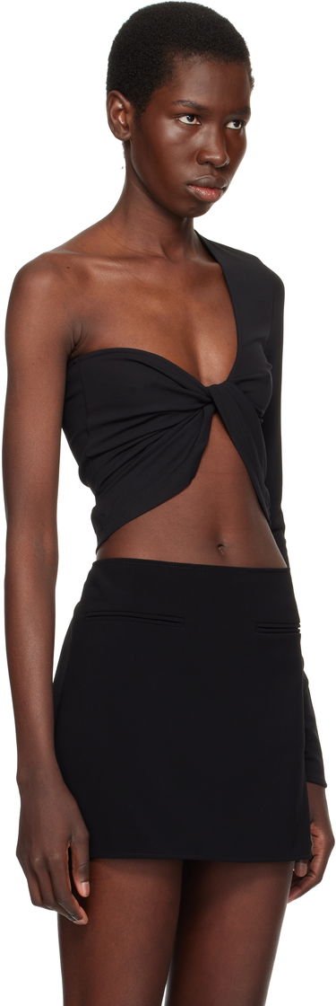 Tielko Courrèges Courrèges Twist Asymmetrical Cropped Top Čierna | 225JTO412JS0220, 1