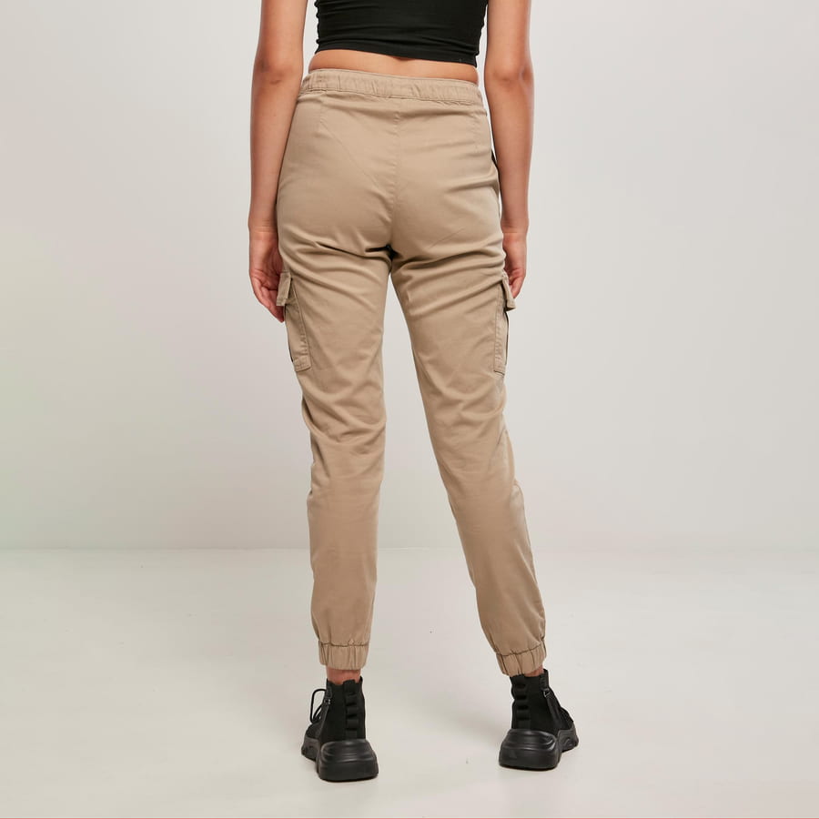 Cargo nohavice Urban Classics High Waist Cargo Comfort Jogging Pants Béžová | TB4735 beige, 1