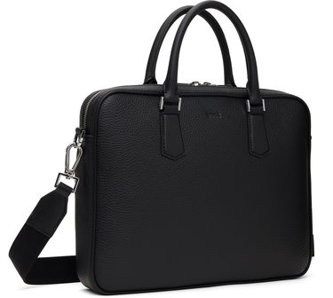 Taška cez rameno BOSS BOSS Grained Leather Briefcase Šedá | 50536146, 4