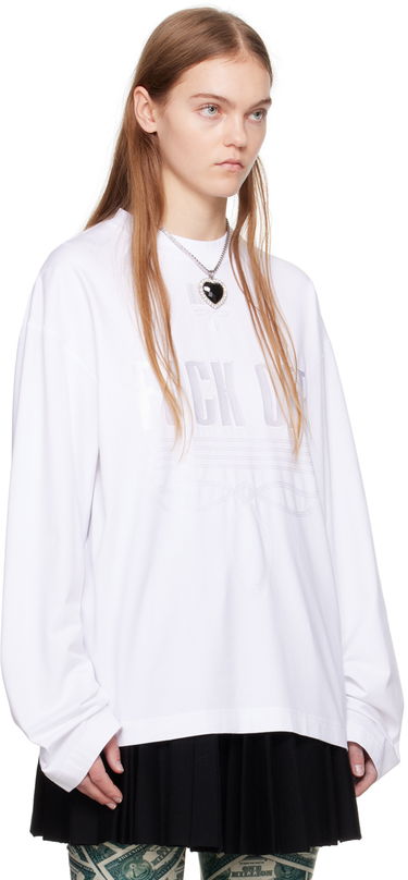 Sveter VETEMENTS VTMNTS Embroidered Long Sleeve T-Shirt Biela | VL20LS120W, 1