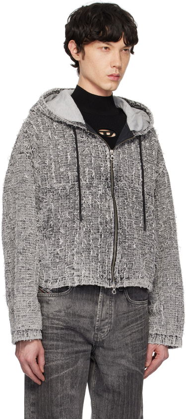 Mikina Diesel Diesel De-Flow-S1 Frayed Denim Zip-Up Hoodie Šedá | A16366-0ABCR-02, 1