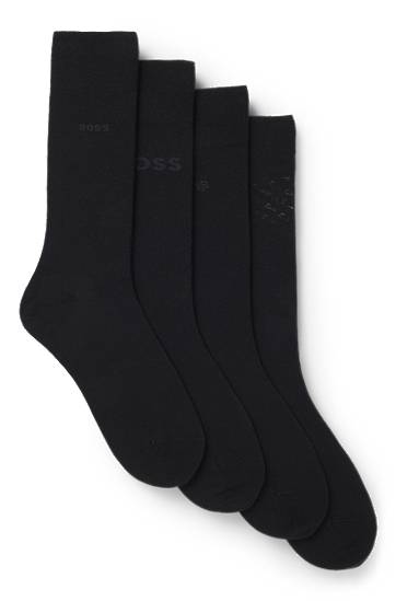 Ponožky BOSS Four-pack of regular-length socks with branding Čierna | 50547928, 0