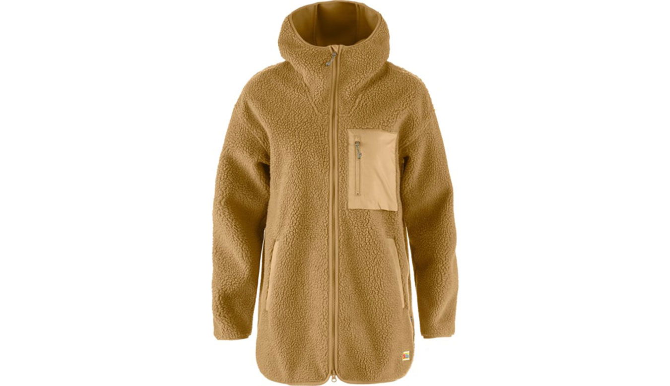 Bunda FJÄLLRÄVEN Vardag Pile Fleece Long Hooded Jacket Hnedá | F14600256-232, 1
