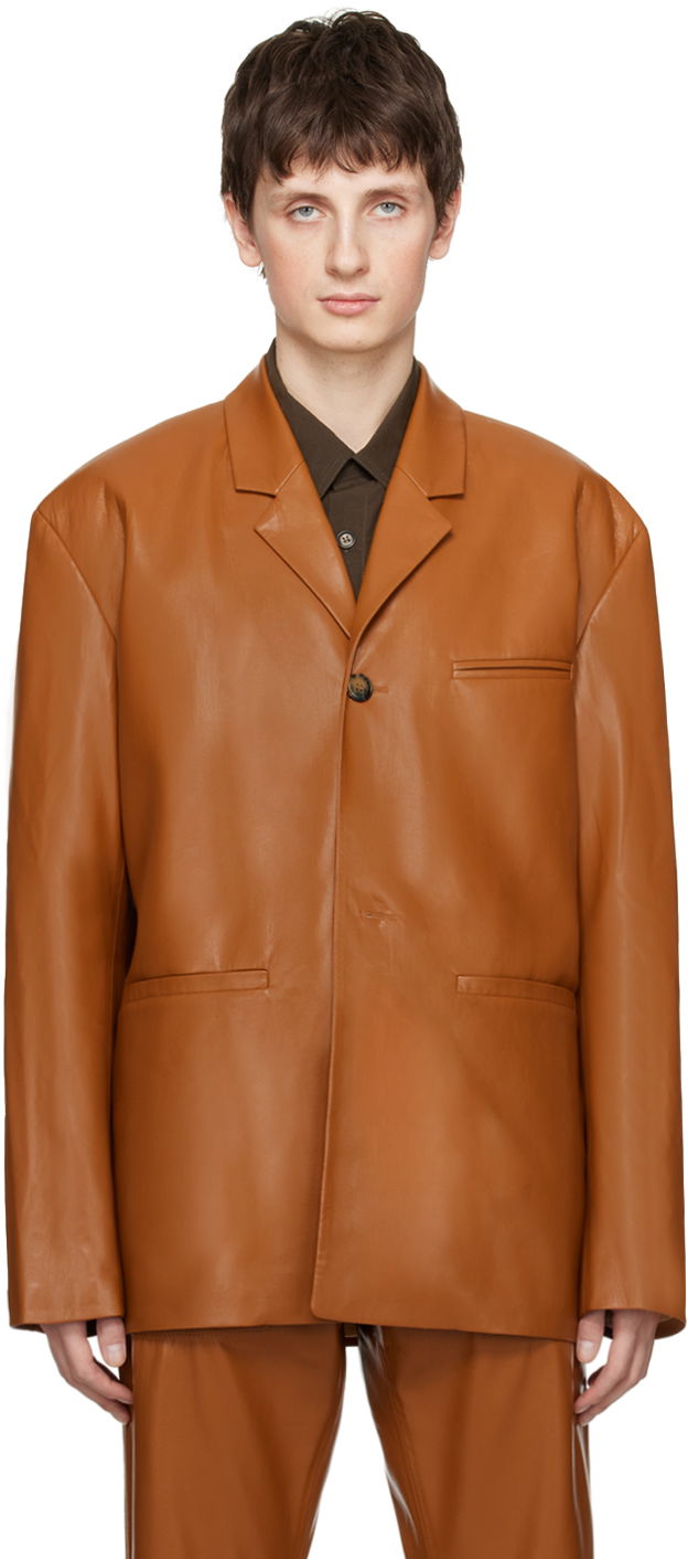 Bunda Nanushka Nanushka Sanco Vegan Leather Blazer Hnedá | NM22FWOW01576