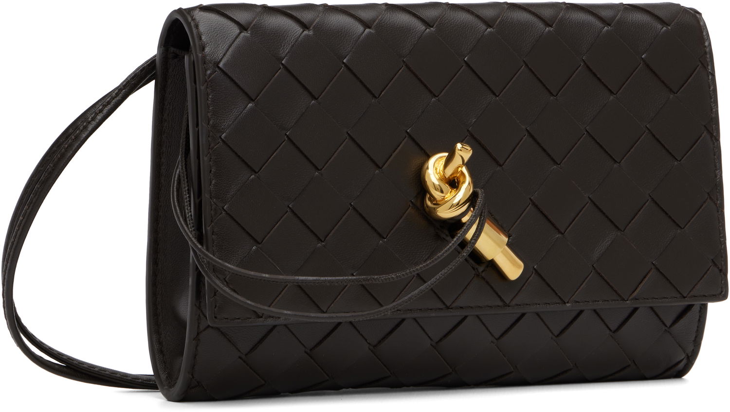 Peňaženka Bottega Veneta Bottega Veneta Andiamo Intrecciato Leather Wallet on a Strap Hnedá | 836940 VCPP2, 1