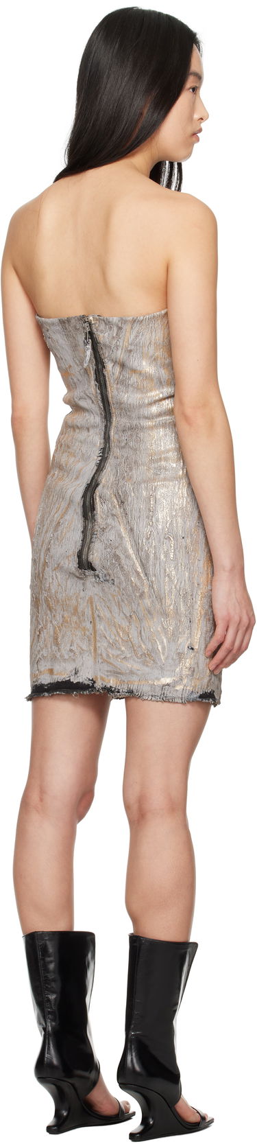 Šaty Rick Owens Rick Owens Hollywood Prong Denim Minidress Metalická | RP01E7531 SGMC, 2