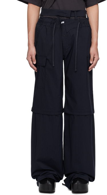 Cargo nohavice Ottolinger Ottolinger Baggy Cargo Pinstripe Pants Čierna | 106-200106-02, 0
