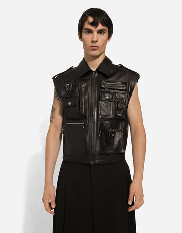 Vesta Dolce & Gabbana Dolce & Gabbana Multi-Pocket Leather Vest Čierna | G9AXKLHULUZN0000, 3