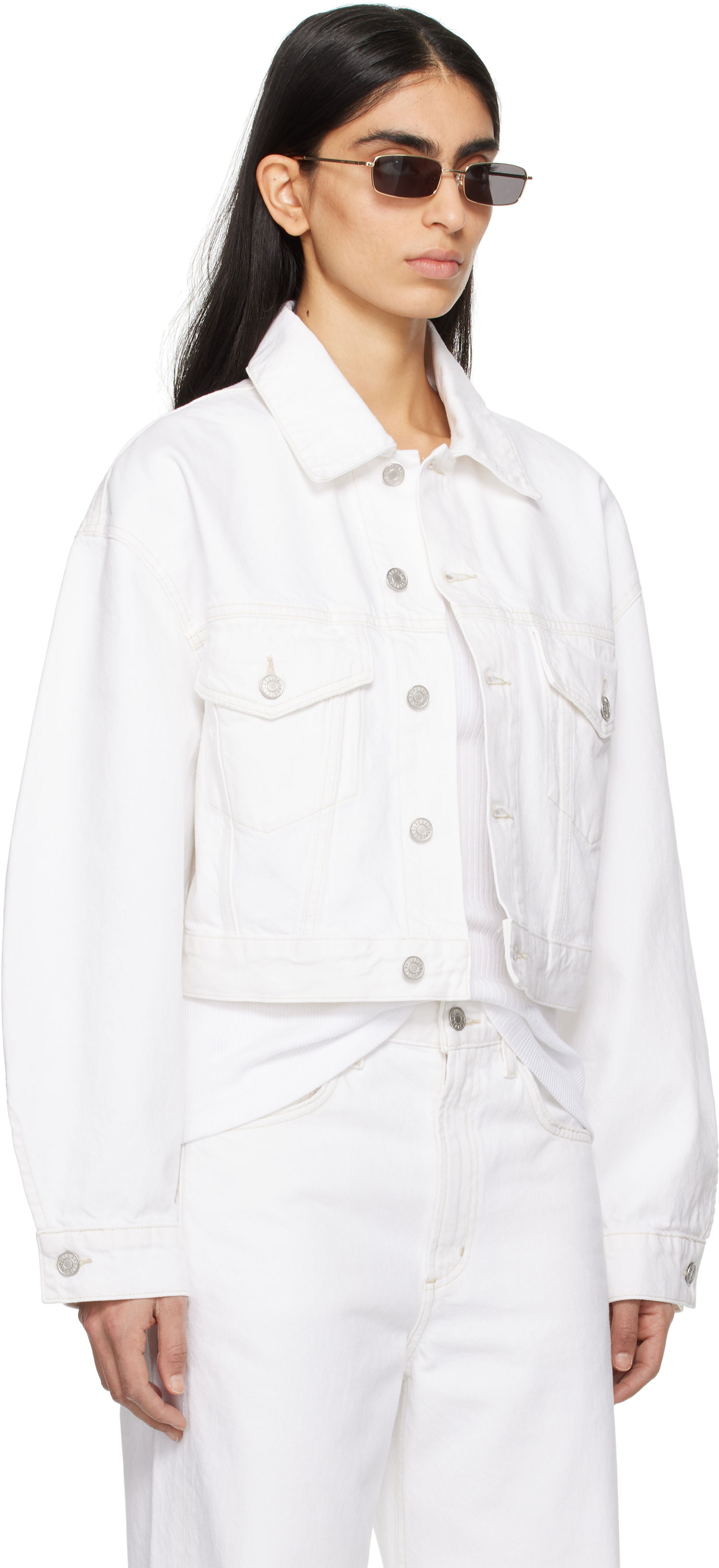 Bunda AGOLDE AGOLDE Palmer Cropped Denim Jacket Biela | A5047-1183, 1