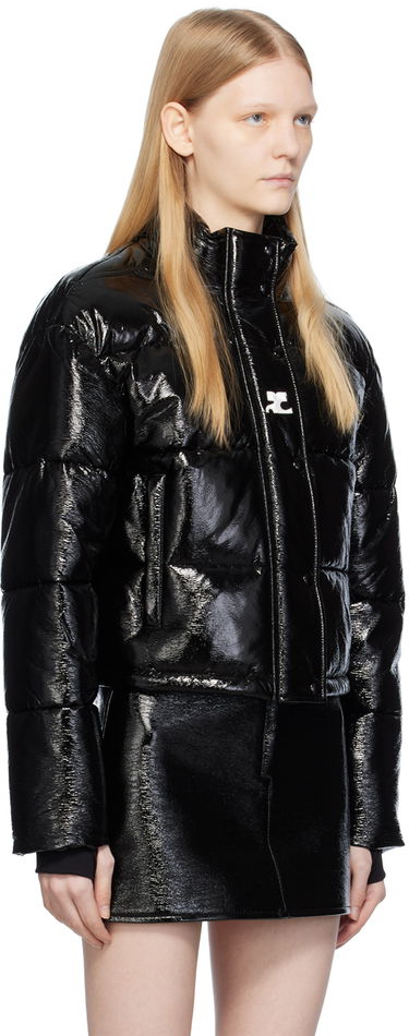 Prešívaná bunda Courrèges Courrèges Embroidered Puffer Jacket Čierna | 323CMA106VY0016, 1