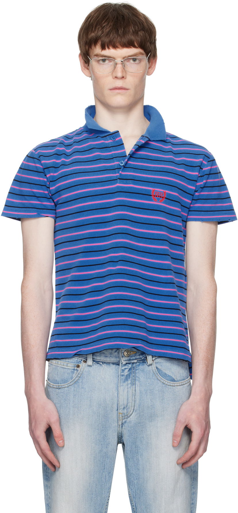 Polo tričko Balenciaga Balenciaga Laurel Classic Fitted Polo Modrá | 833244TSVF74326