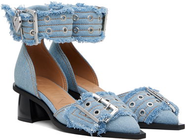 Tenisky a topánky GANNI GANNI Denim Buckle Open Cut Heels Modrá | S2942, 3