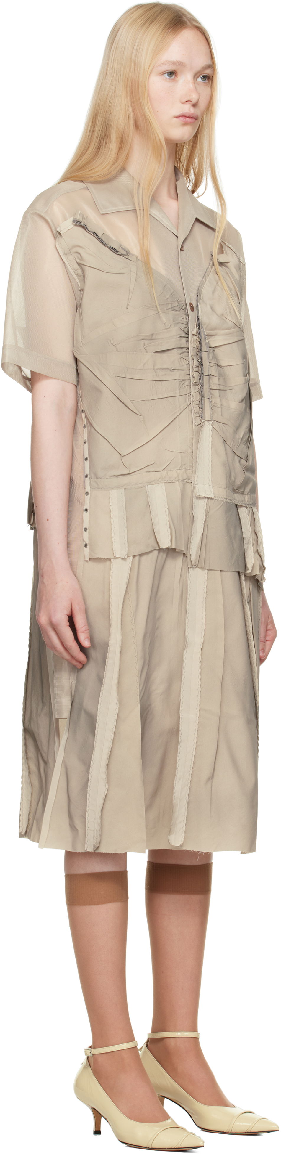 Košeľa Maison Margiela Maison Margiela Paneled Midi Dress Béžová | S51DD0033 MTJ020, 1