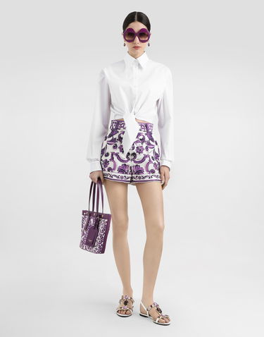 Košeľa Dolce & Gabbana Dolce & Gabbana Stretch Poplin Tie Front Cropped Shirt Biela | F5S65TFUEFMW0800, 1