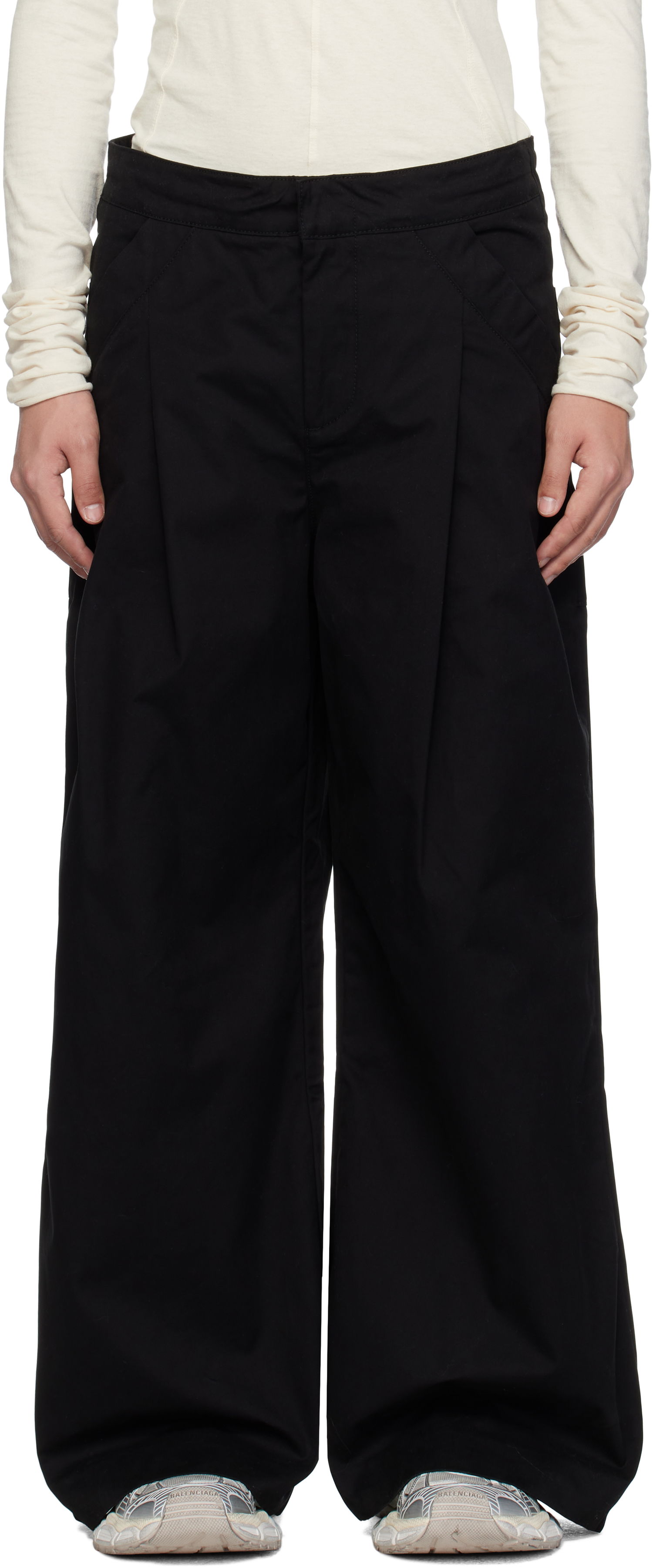Nohavice Entire Studios Entire Studios Wares Pleated Trousers Čierna | ES2623BL, 0