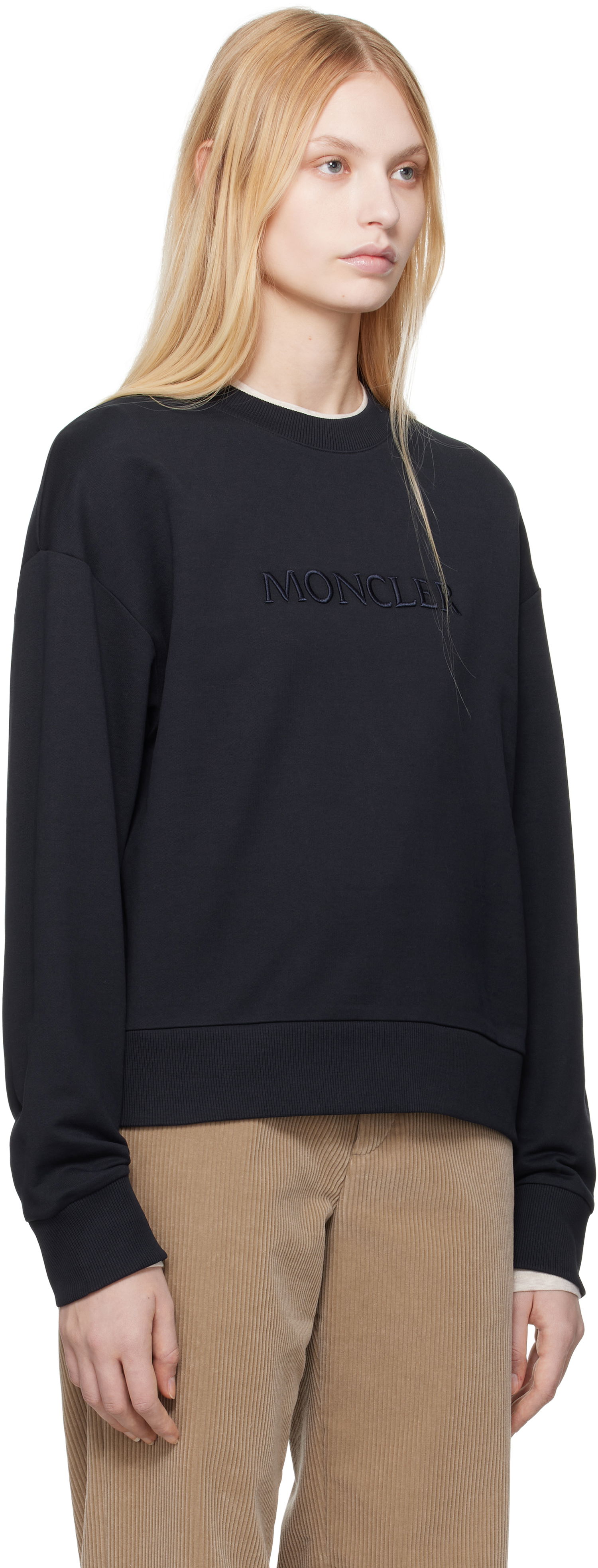 Sveter Moncler Moncler Embroidered Logo Sweatshirt Čierna | K10938G0001689A1K, 1