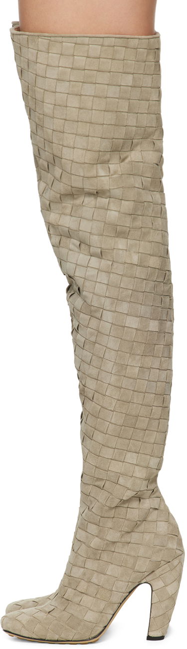 Oblečenie Bottega Veneta Bottega Veneta Canalazzo Suede Over-The-Knee Boots Béžová | 796555 V4JC0, 2