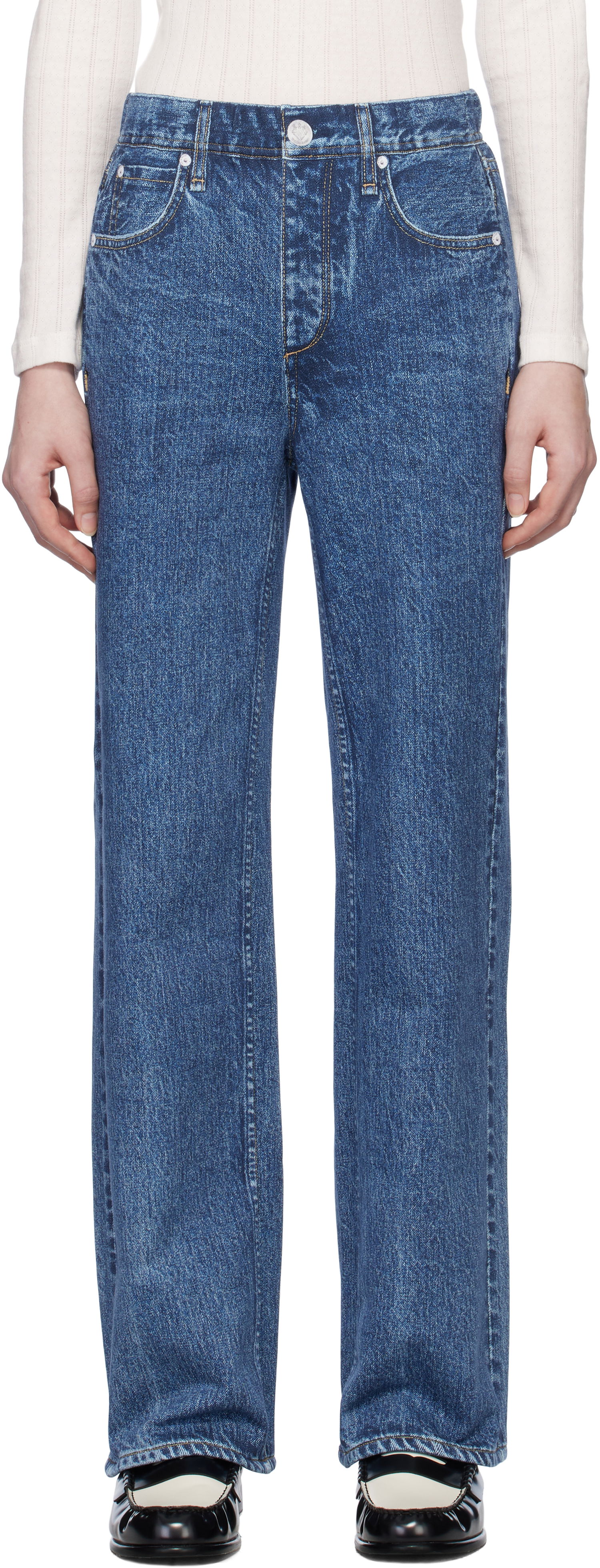 Džínsy rag & bone Miramar Wide Leg Fleece Lounge Pants Modrá | WCW24H70058205, 0
