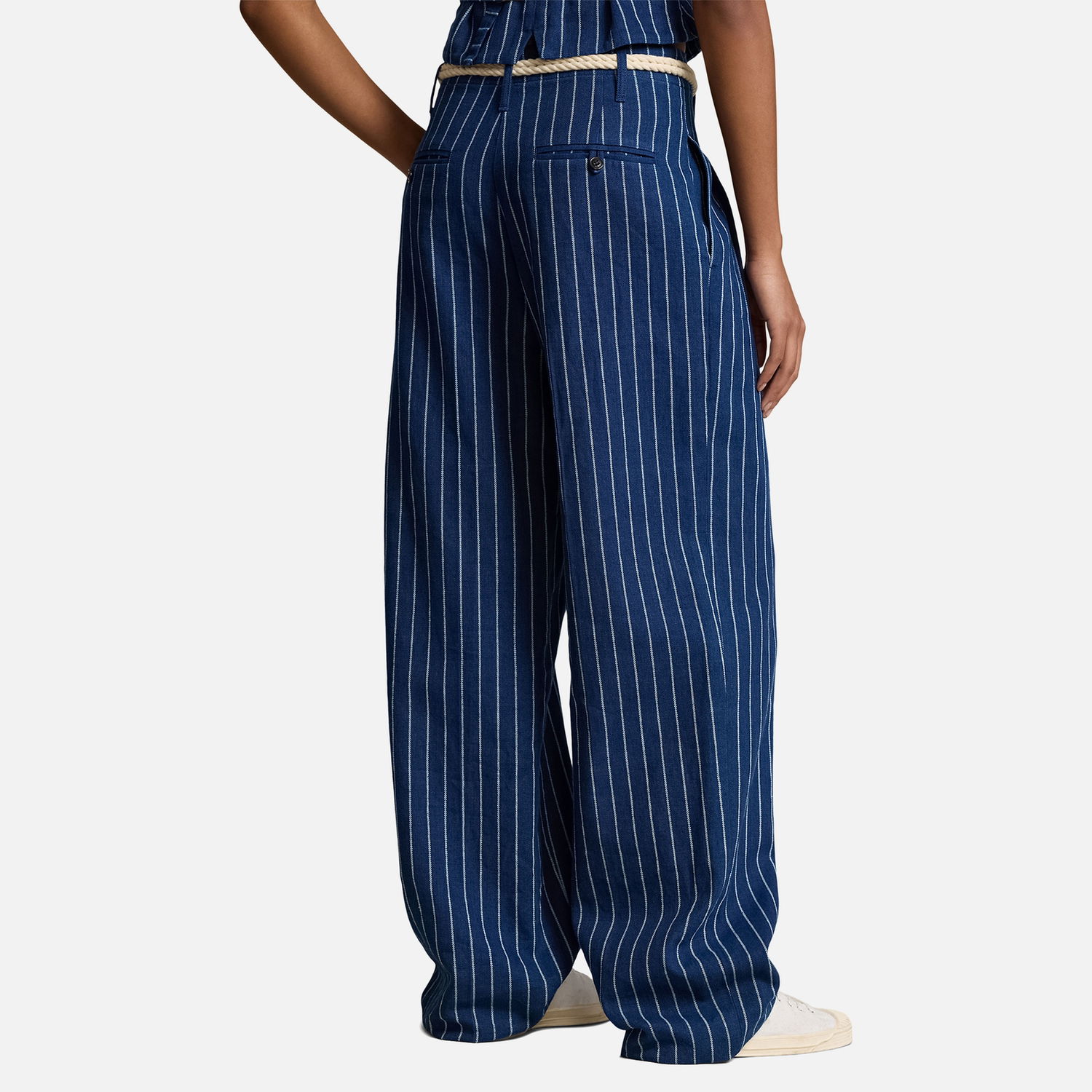 Nohavice Polo by Ralph Lauren Striped Twill Wide-Leg Trousers Modrá | 211934938001, 1