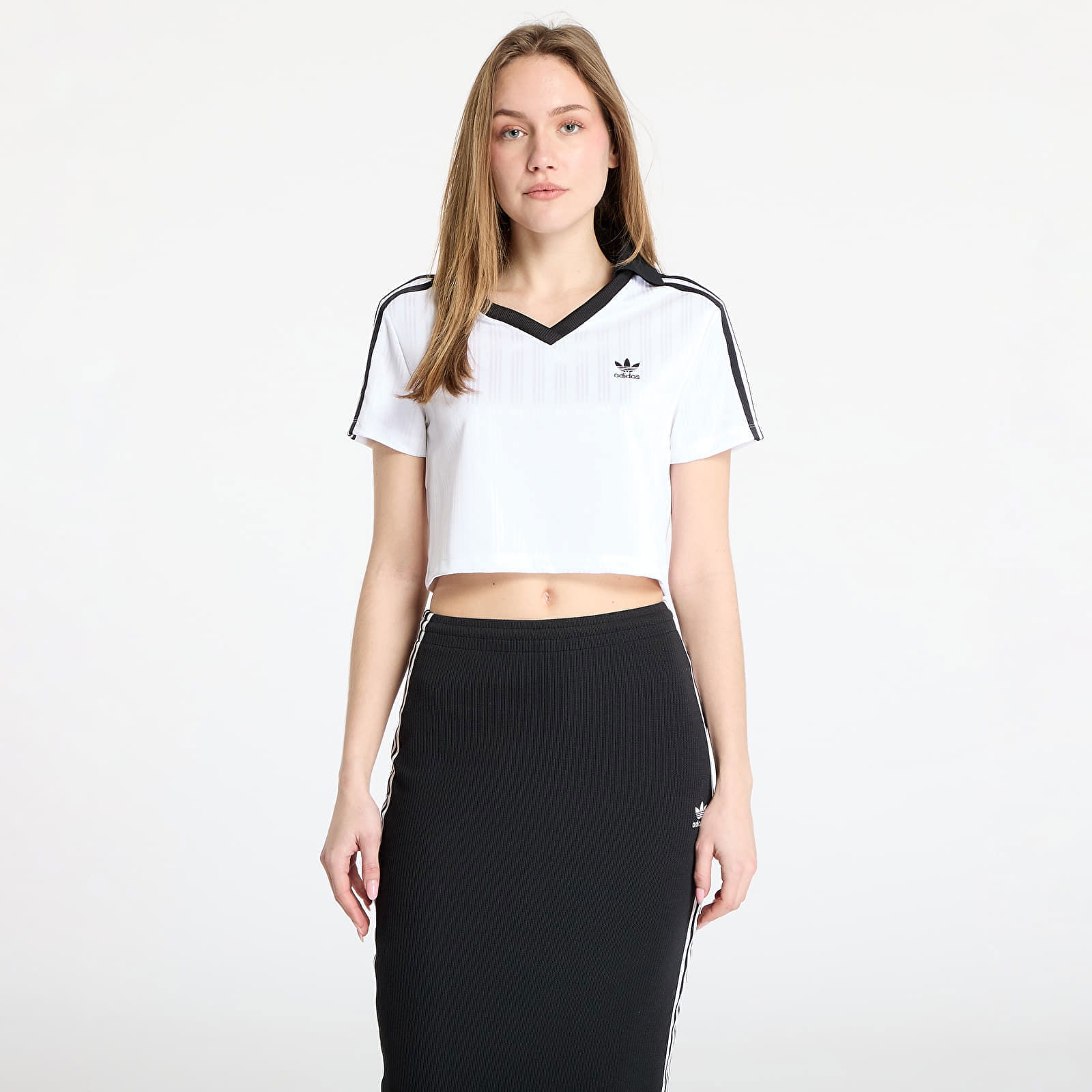 Cropped V-Neck Polo Shirt