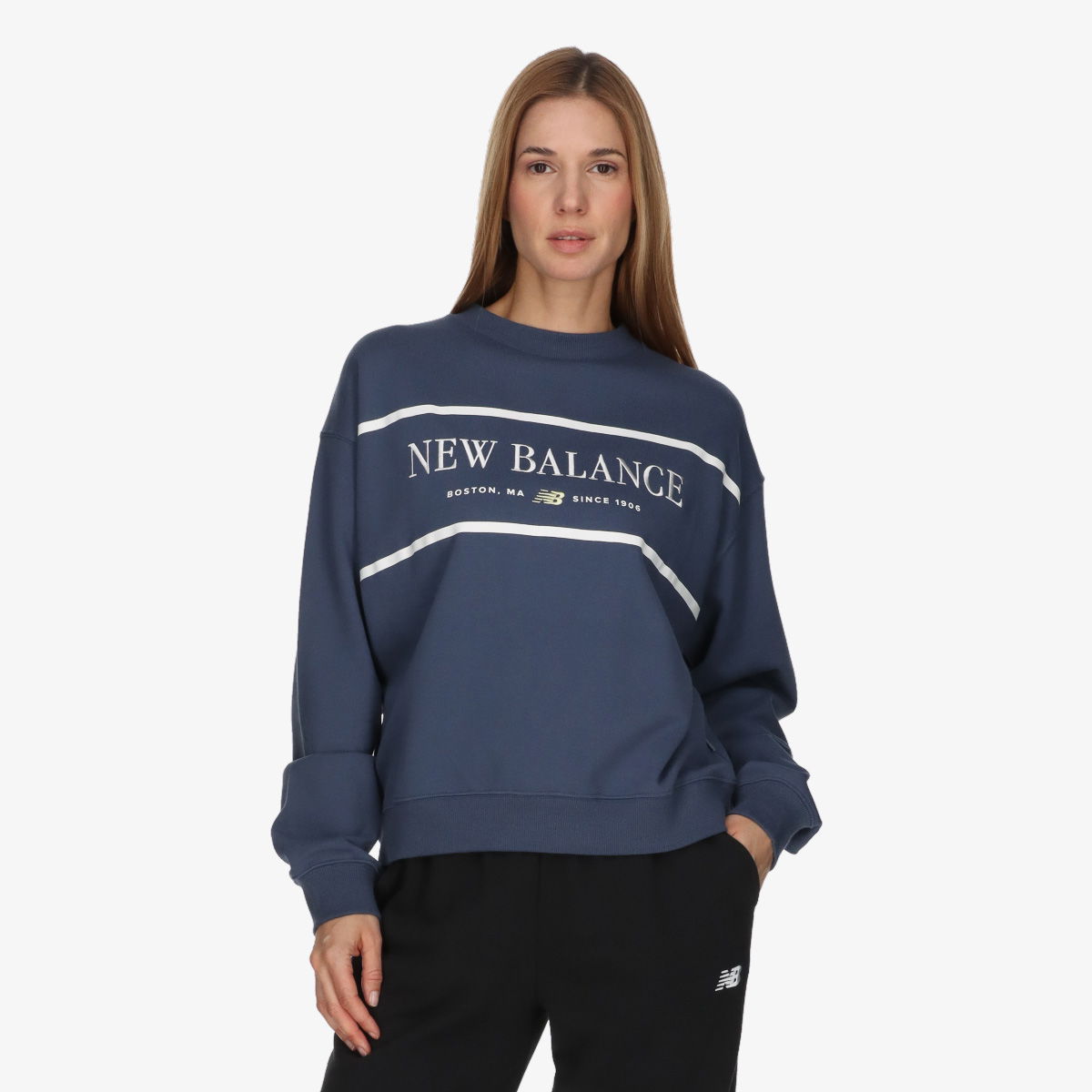 Mikina New Balance Athletics Crew Sweatshirt Modrá | WT51923-VTI, 0