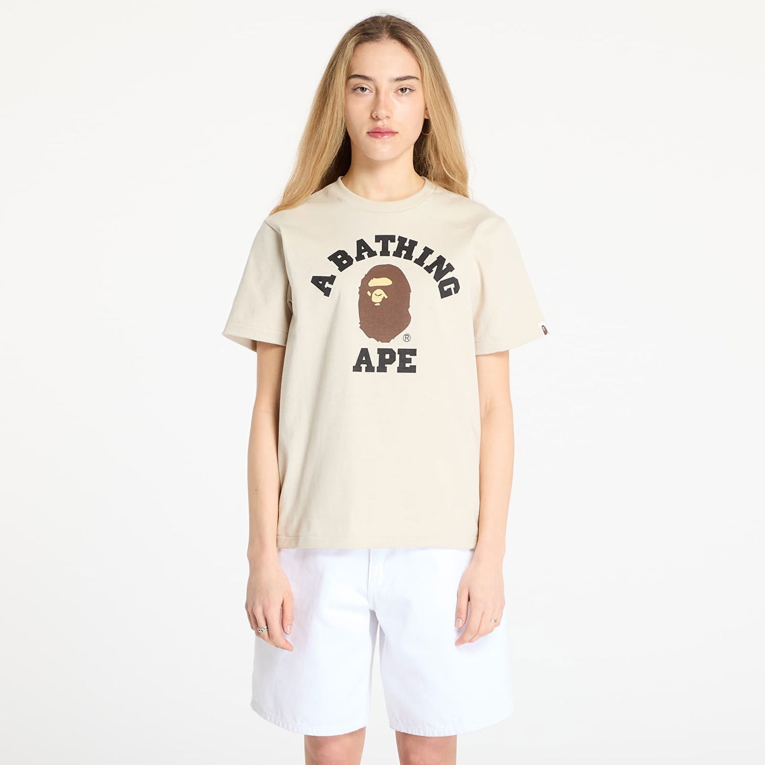 Tričko BAPE A BATHING APE College T-Shirt Béžová | 001TEL301001MBEI, 1