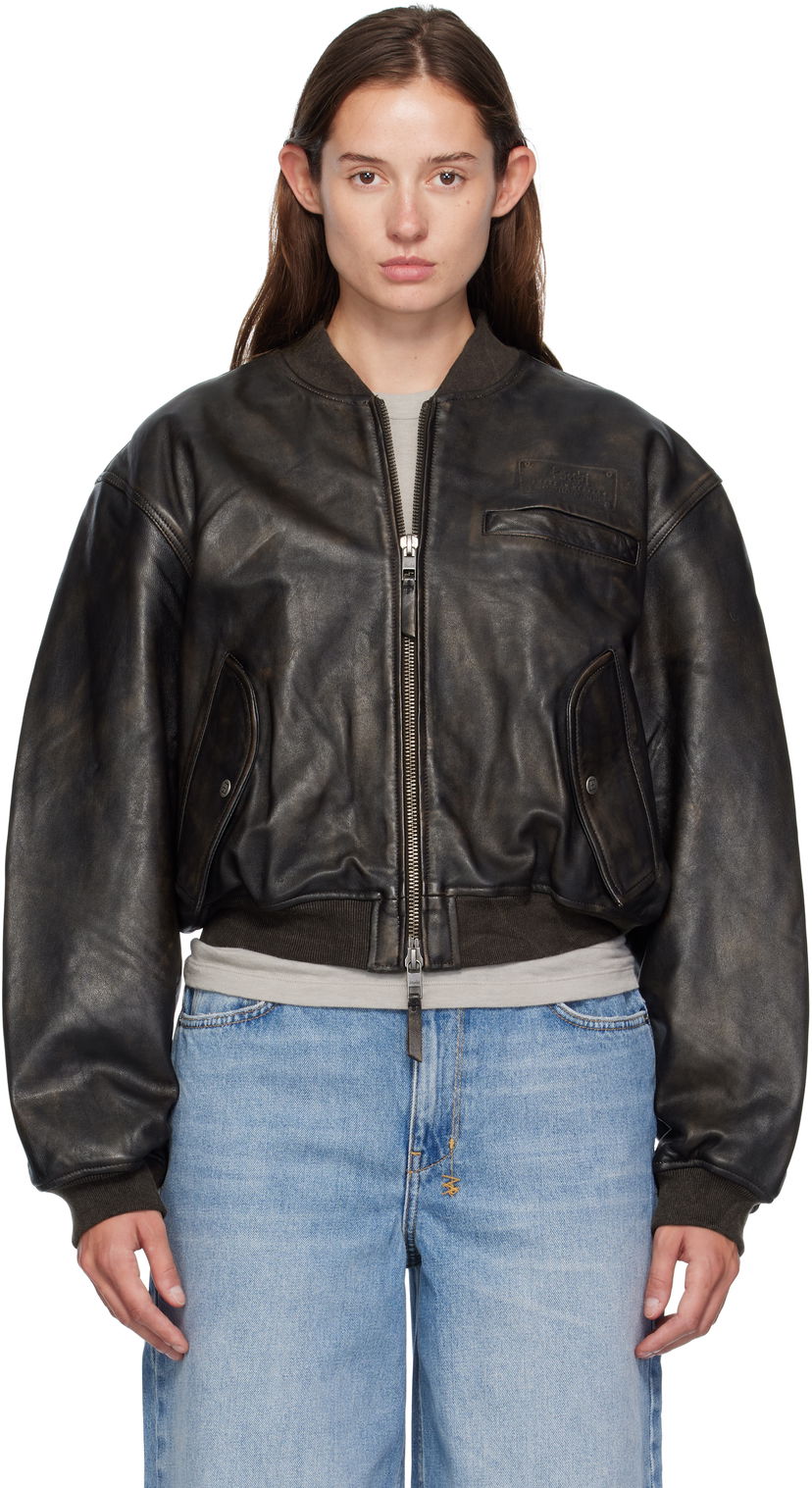 Bomber bunda Ksubi Ksubi Alpha Crop Leather Bomber Jacket Čierna | WFA25JK009