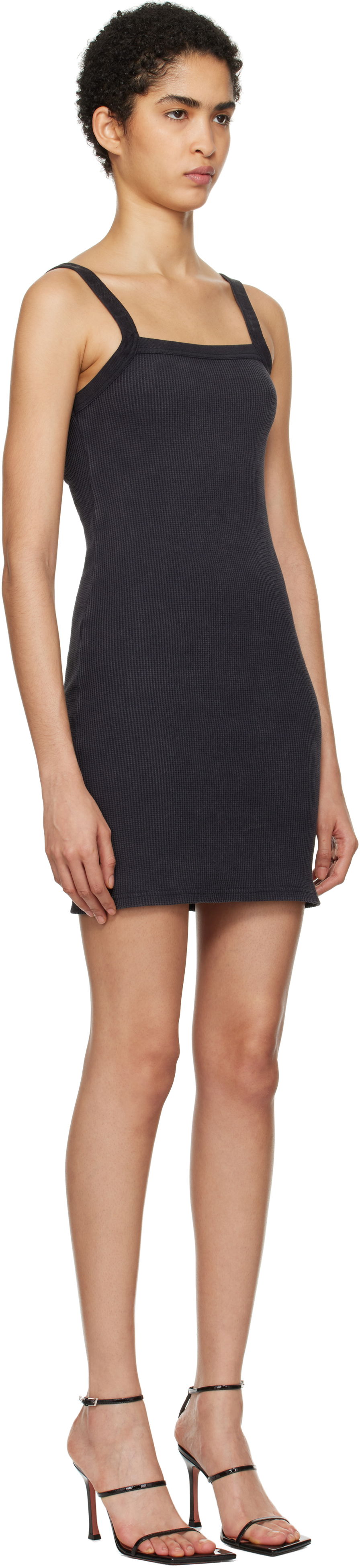 Šaty Alexander Wang Alexander Wang Waffle-Knit Stretch Cotton Mini Dress Čierna | 8C4246605W, 1
