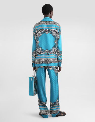 Pyžamo Dolce & Gabbana Dolce & Gabbana Silk Pajama Pants with Bandanna Print Tyrkysová | GVRMATGI927HT5IK, 2