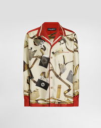 Dolce & Gabbana Men's Silk Shirt with Lighter and Belt Print