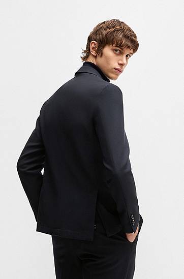 Bunda BOSS Slim Fit Stretch Piqué Blazer with Notched Lapels Navy | 50535014, 1